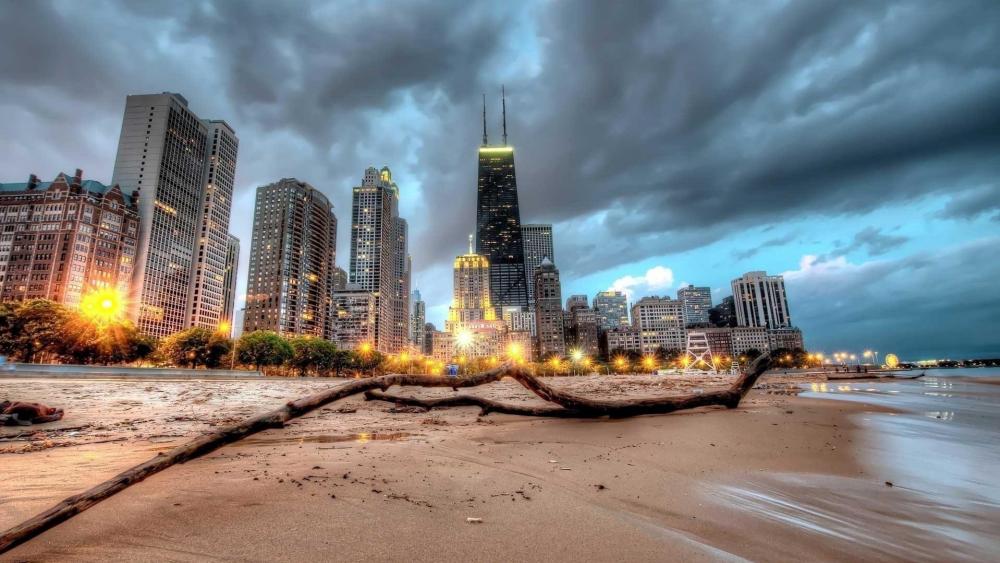 Sandy beach in Chicago wallpaper