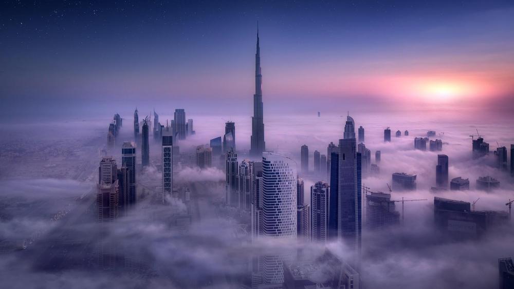 Burj Khalifa in mist wallpaper