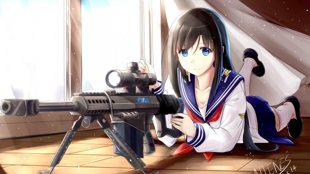 Anime Sniper in Serene Light wallpaper