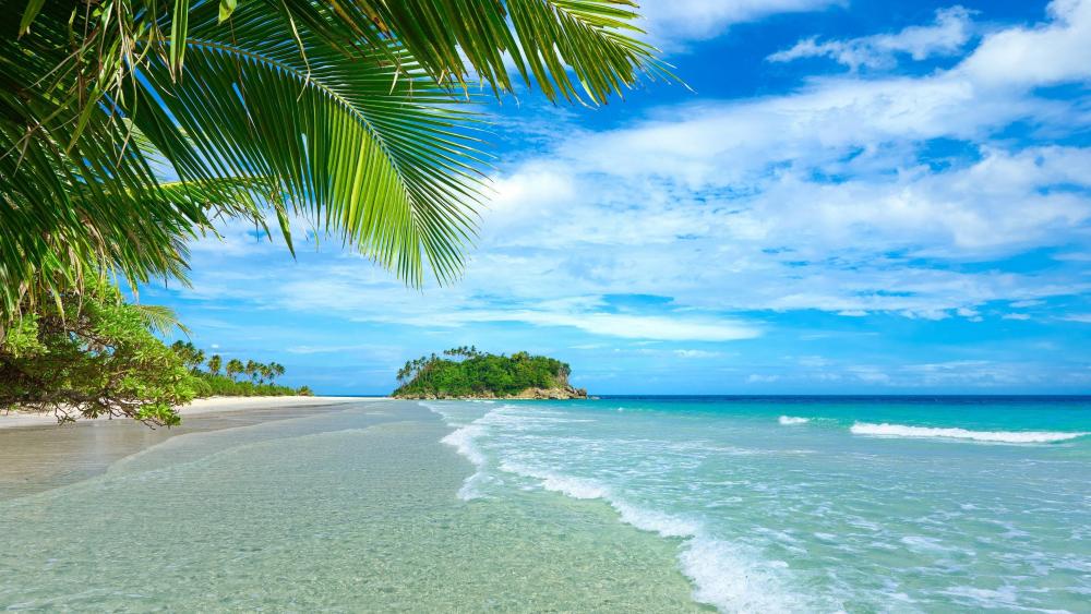 Tropical Beach Escape: Serene Island Scenery wallpaper
