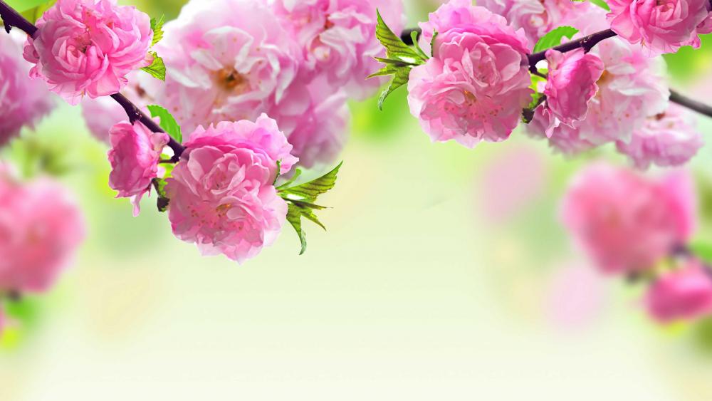 Springtime Bloom of Pink Peonies wallpaper