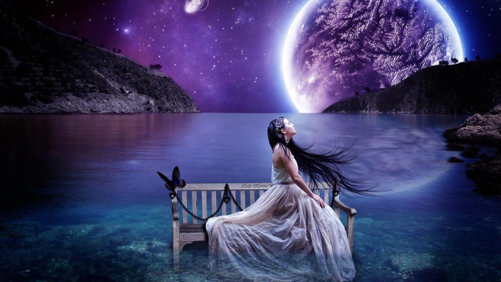 Mystical Night by the Cosmic Shore wallpaper