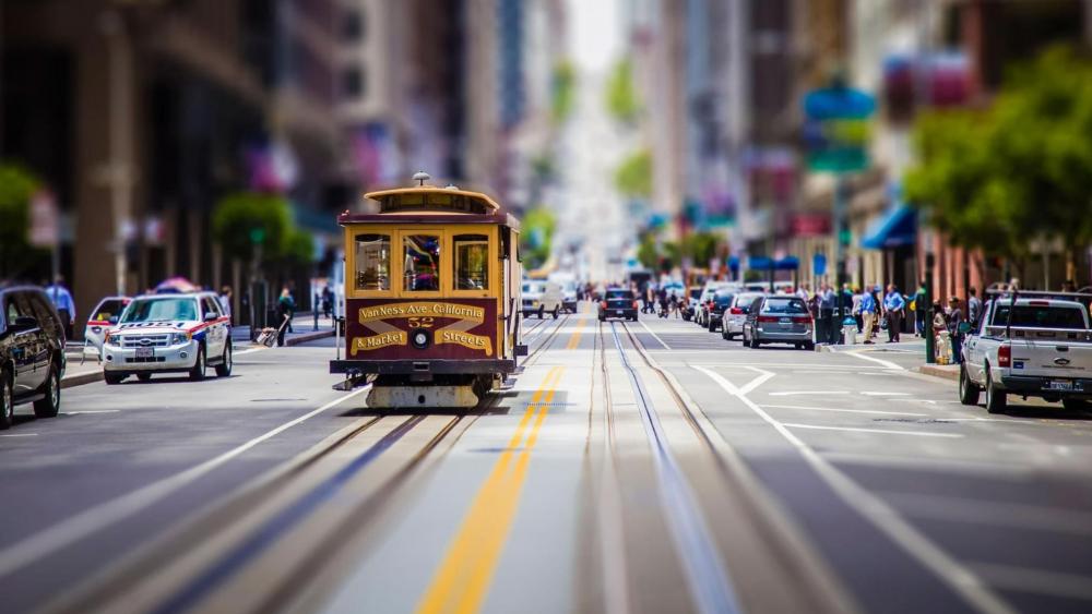 Miniature San Francisco Cable Car Scene wallpaper