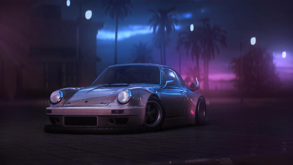 Mystical Night Cruise with Vintage Porsche 911 wallpaper