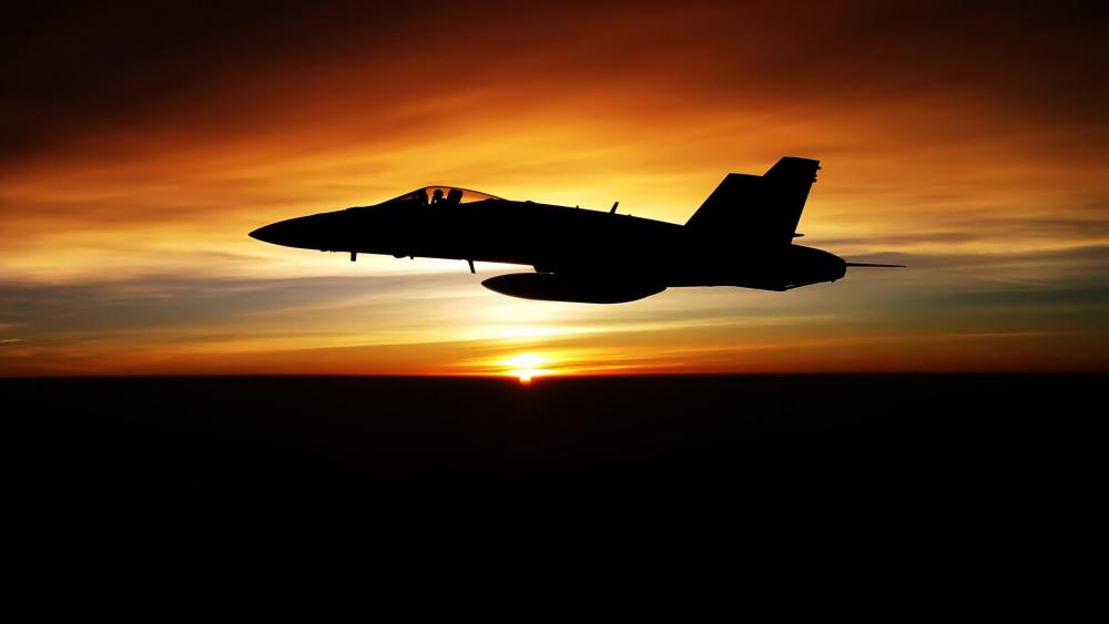 Majestic MiG-29 Silhouette at Sunset wallpaper