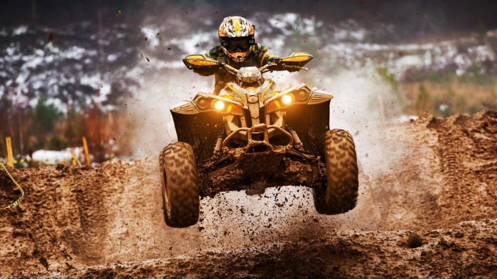 Quad Racing Action in the Mud wallpaper