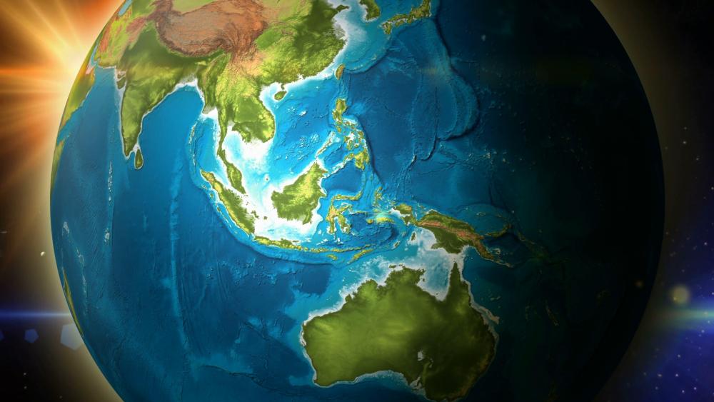 Earth from the space zoom to Indonesia wallpaper