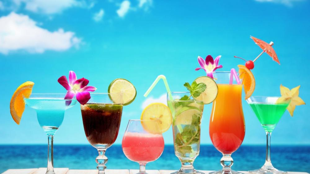 Cocktails on the beach wallpaper