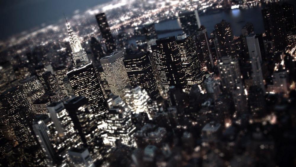New York City skyscrapers at night wallpaper