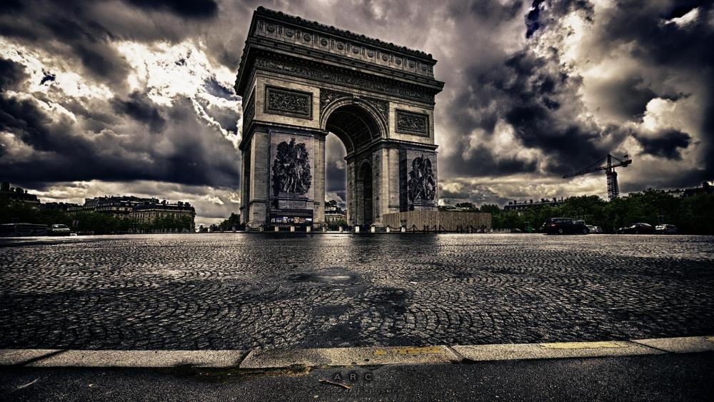 Arc de Triomphe - monochrome photography wallpaper
