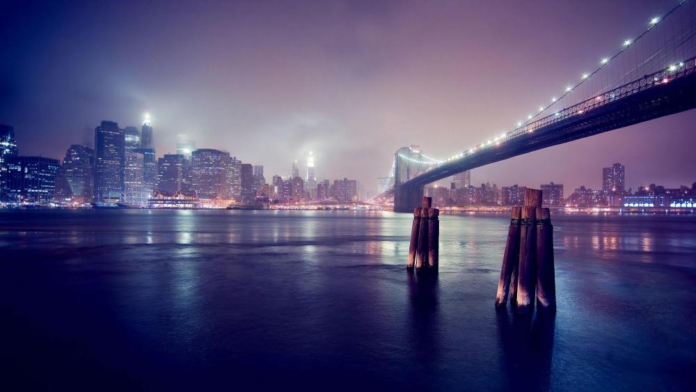 Brooklyn Bridge at night wallpaper