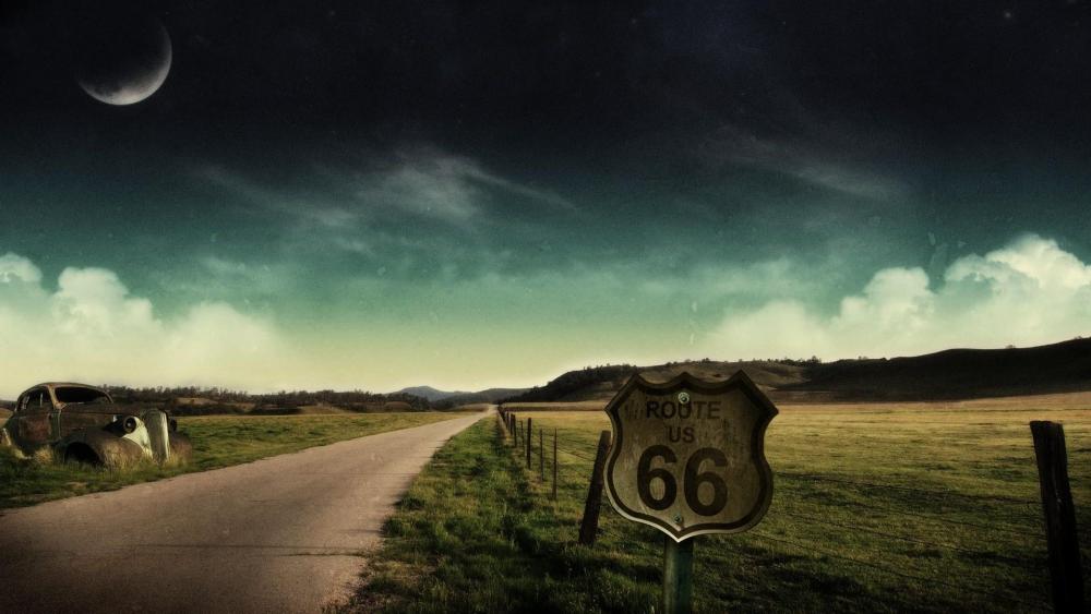 Route 66 at night wallpaper