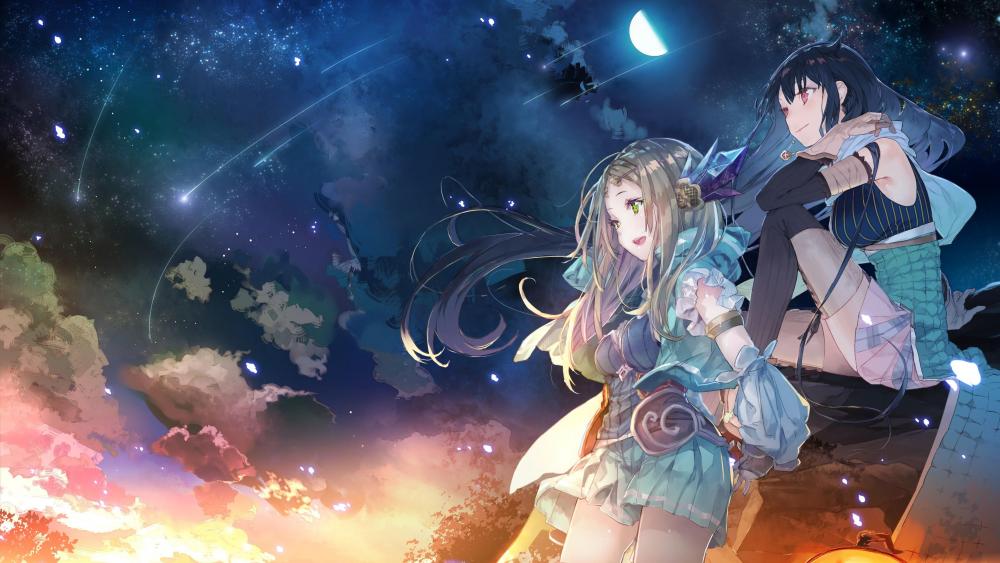 Ethereal Anime Fantasy Under Starlit Skies wallpaper