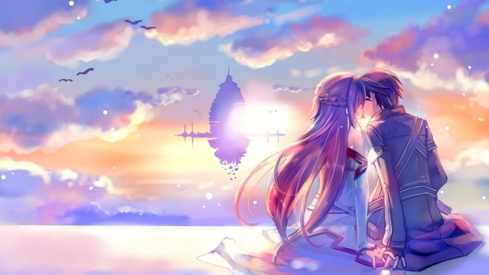Ethereal Sunset Embrace wallpaper