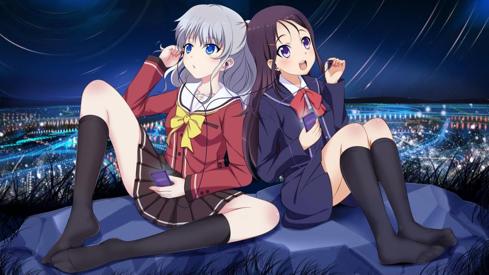 Starry Night Anime Friends wallpaper