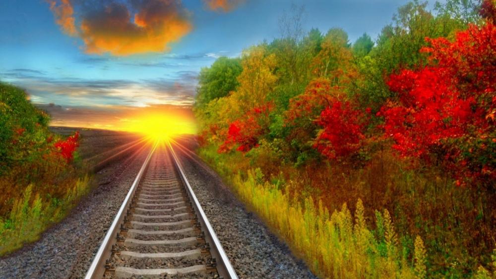 Rail in the sunset wallpaper