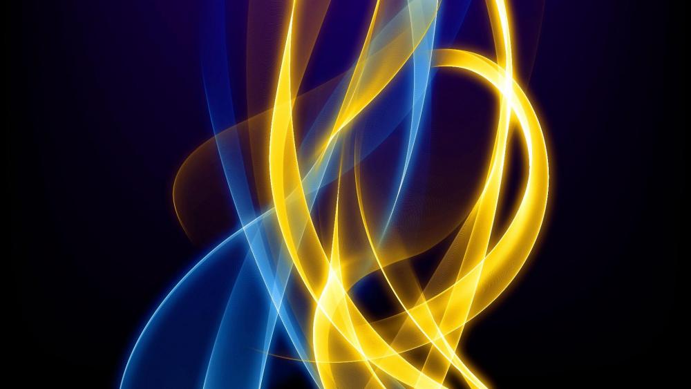 Royal blue and gold lines wallpaper