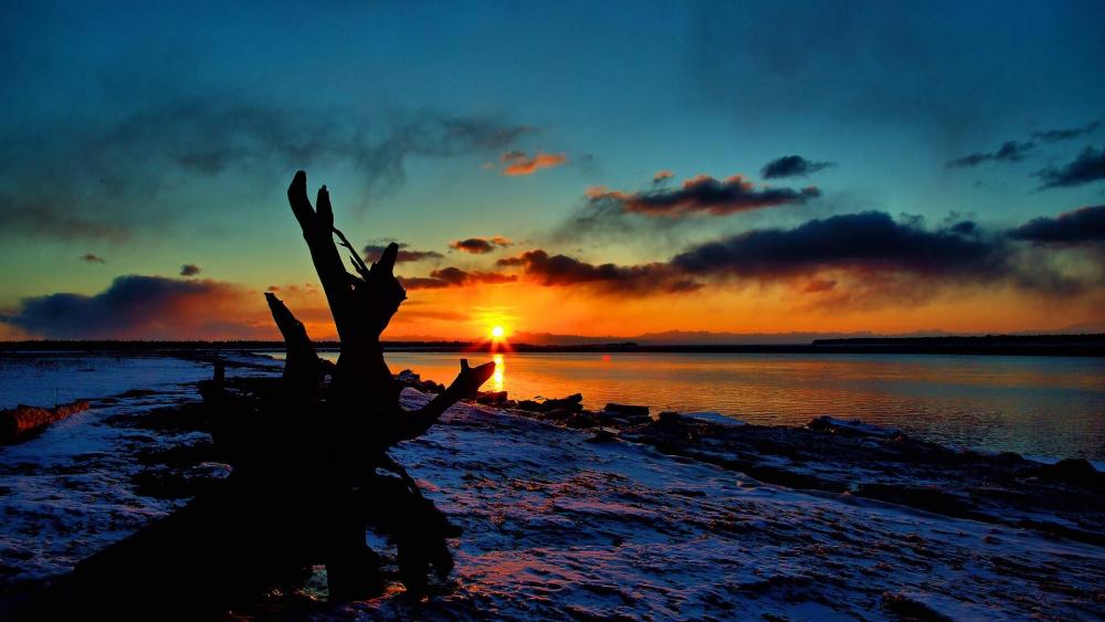Beautiful morning sunrise in Alaska wallpaper