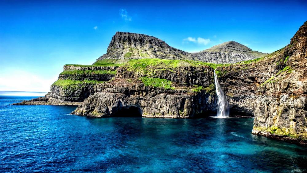 Mulafossur Waterfall, Faroe Islands wallpaper