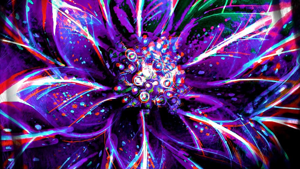 Purple flower digital art wallpaper