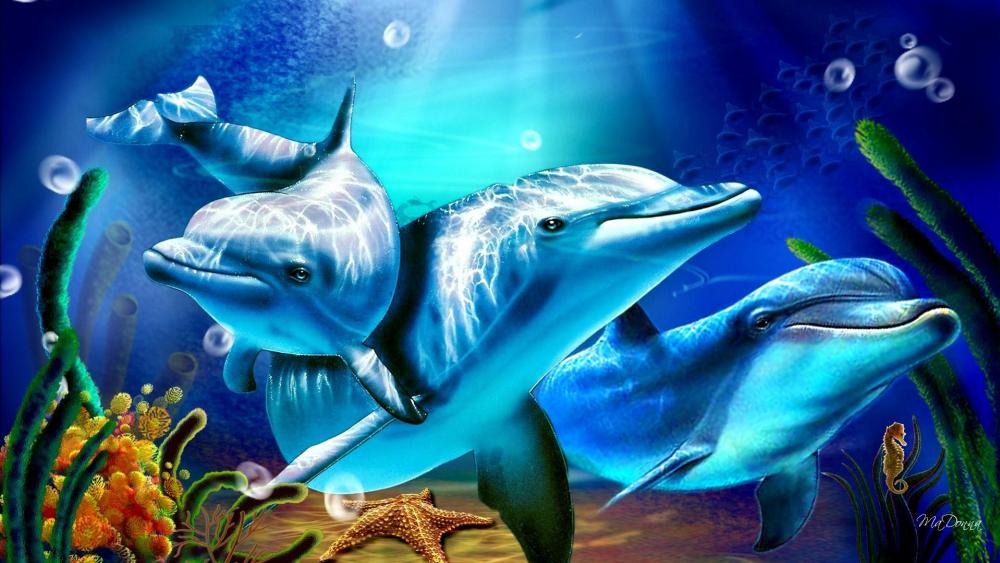 Dolphins - Fantasy art wallpaper