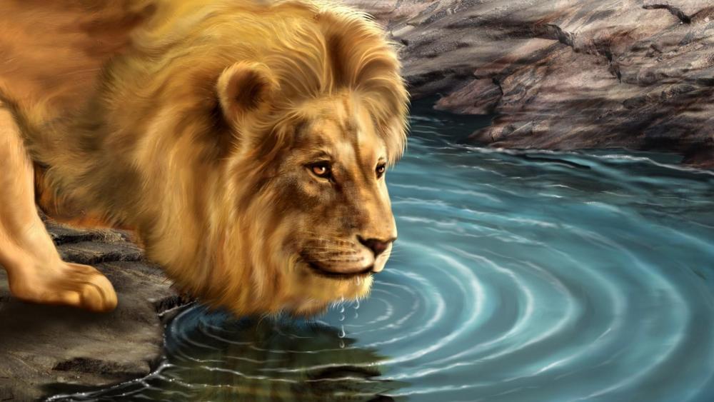 Lion painting art wallpaper