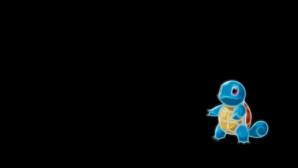 Neon Squirtle on a Black Background wallpaper