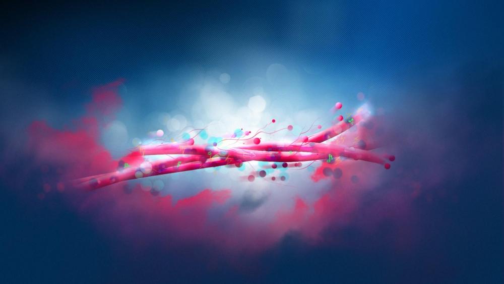 Blue and pink paint splash effect wallpaper