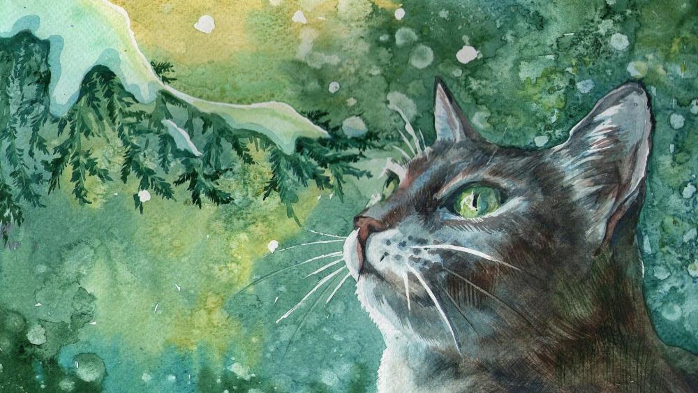 Cat illustration wallpaper