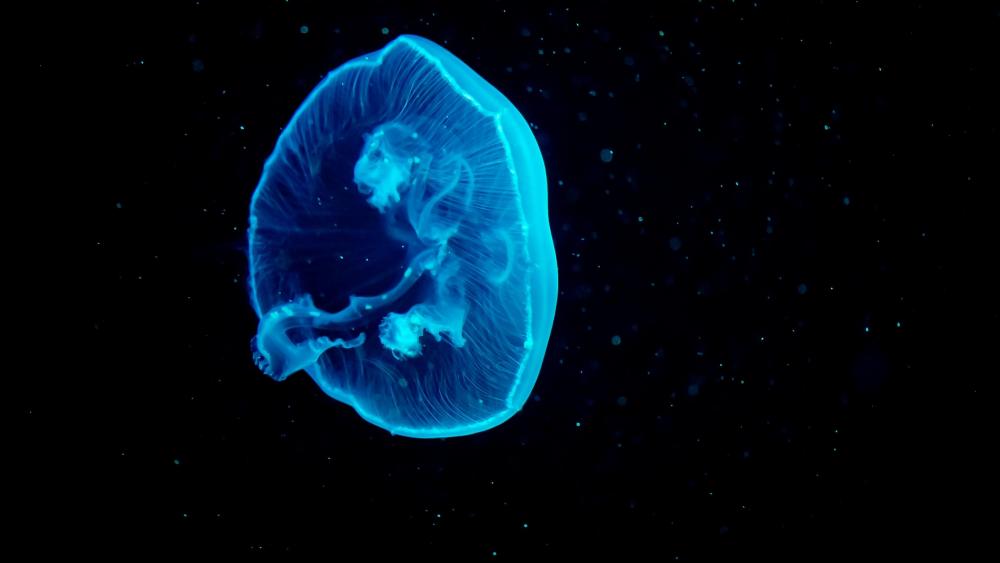 Blue jellyfish underwater photo wallpaper