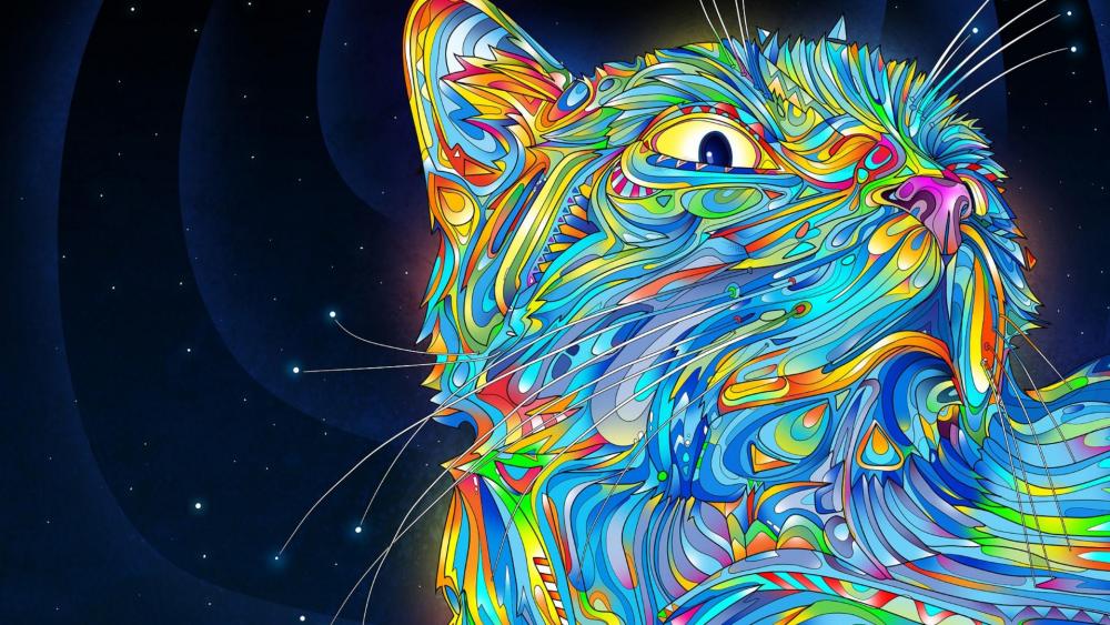 Colorful cat design wallpaper