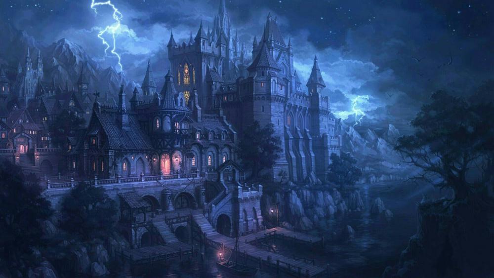 Fantasy art: Scary castle wallpaper