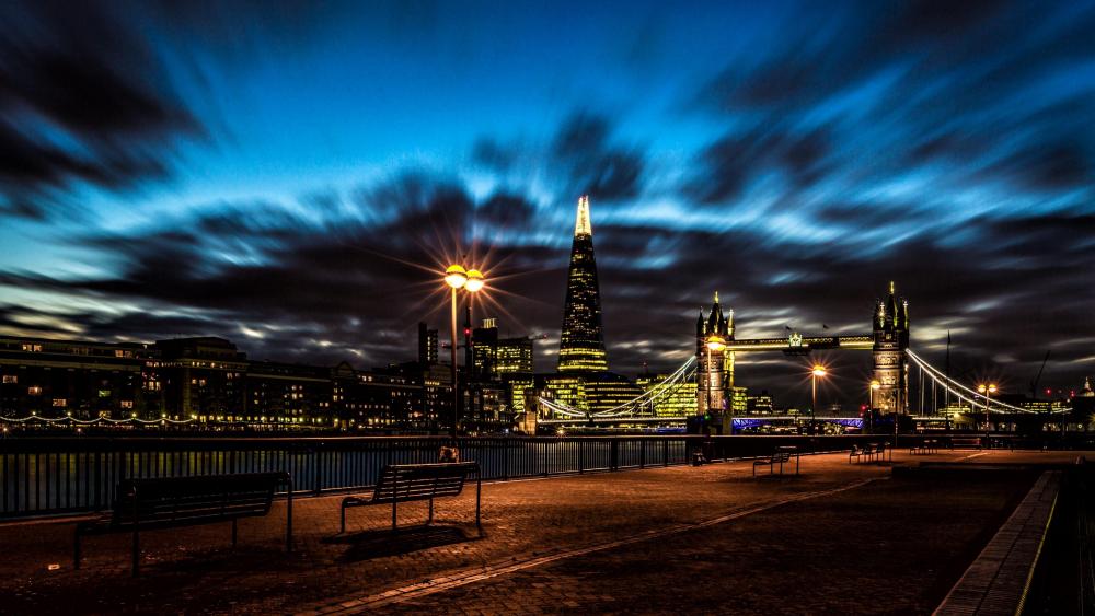 London cityscape at night with the Tower bridge wallpaper