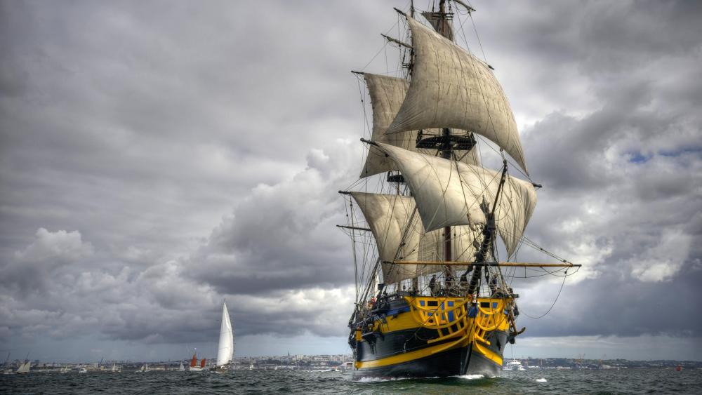 Etoile du roy ship - French three mast sailing ship wallpaper