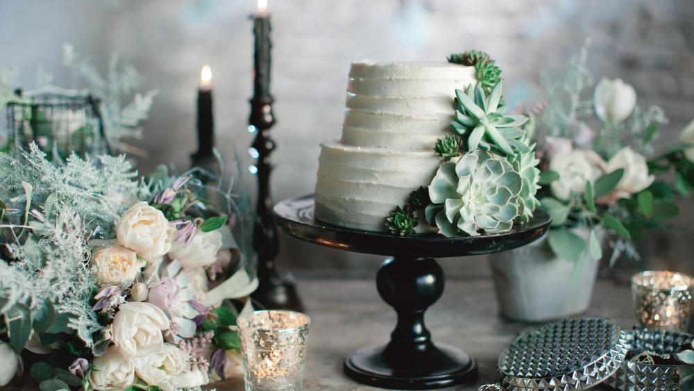 Floral design wedding cake wallpaper