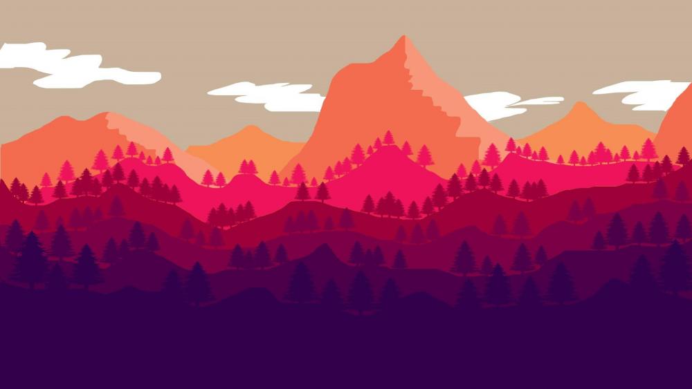 Mount scenery - flat design wallpaper