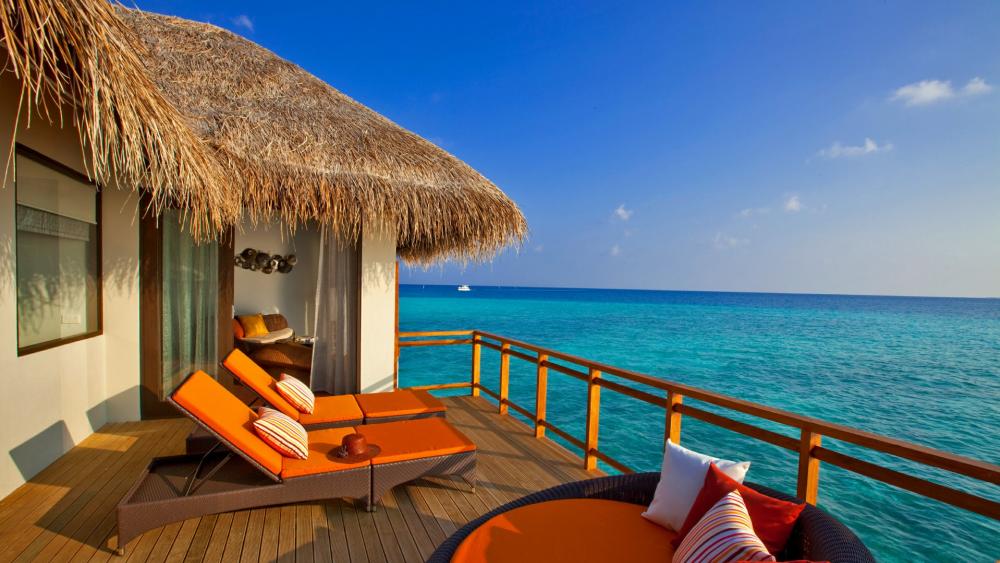 Ocean view from the terrace in Maldives wallpaper