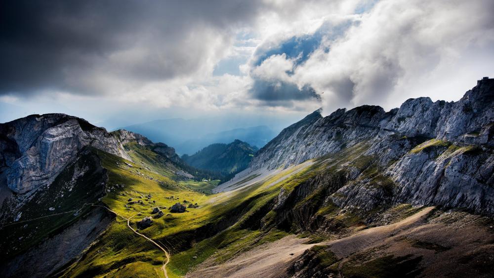 Rocky ridges in Swiss Alps, Switzerland wallpaper