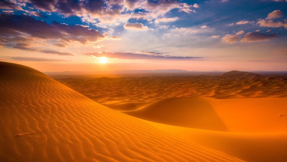 Sahara Desert sunrise, Morocco wallpaper