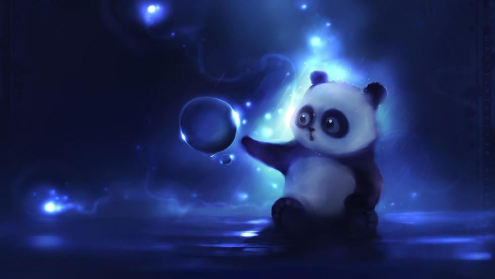 Panda bluish artwork wallpaper