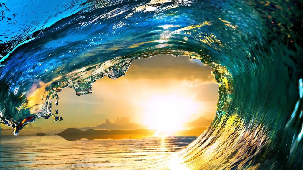 Ocean wave at dawn wallpaper