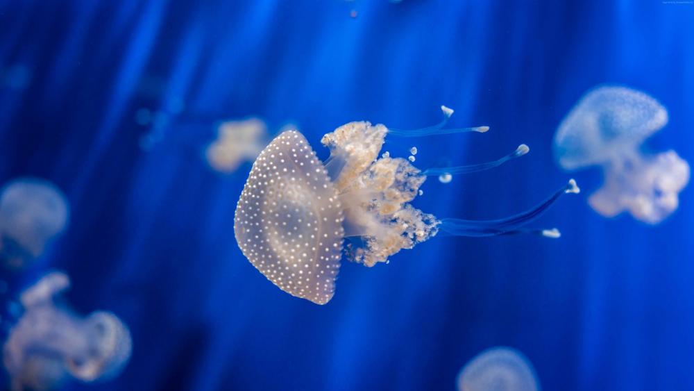Jellyfish underwater macro photography wallpaper