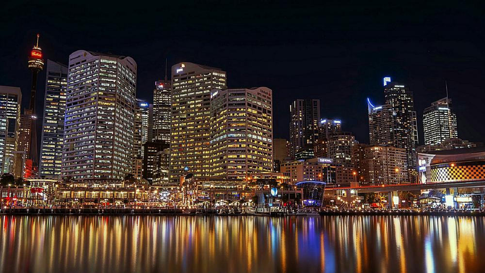Darling Harbour at night - Sydney, Australia wallpaper