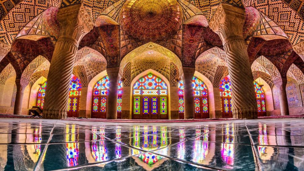 Kaleidoscopic windows of the Nasir-ol-Molk Mosque, Iran wallpaper