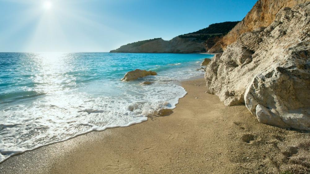 Exotic blue colour of the beach - Lefkada, Greece wallpaper