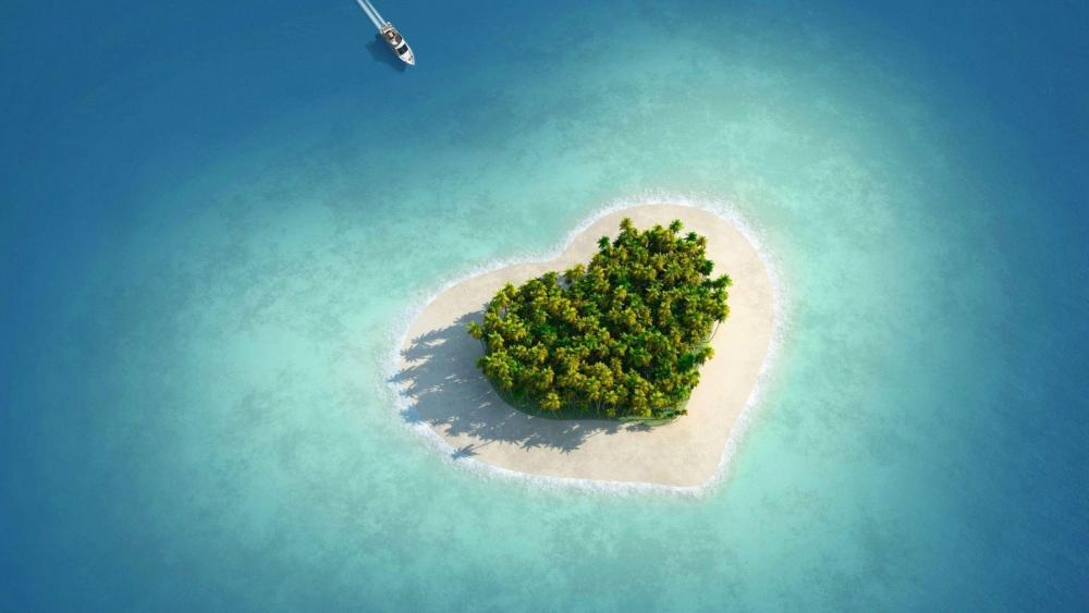 Heart of the sea –  Tavarua – Tiny Heart Shaped Island in Fiji wallpaper