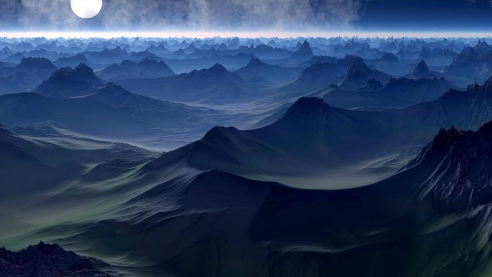 Mountains in fantasy world wallpaper