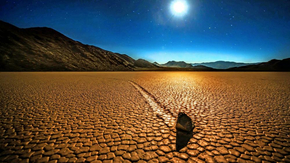 Sailing stones in the Racetrack Playa, Death Valley National Park, California wallpaper