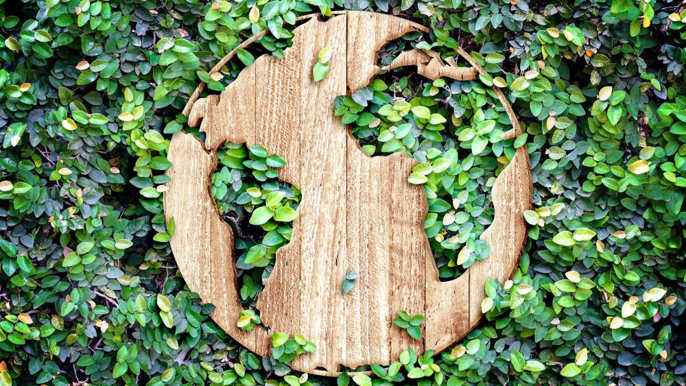 The Earth in Wood and Leaves wallpaper