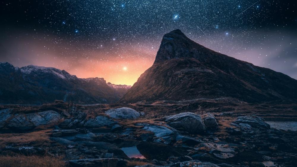 Starry night on Iceland wallpaper